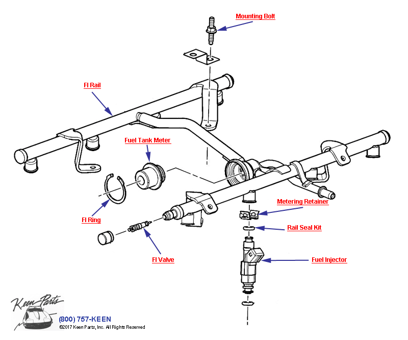 Fuel Injector Rail Diagram for a 1996 Corvette