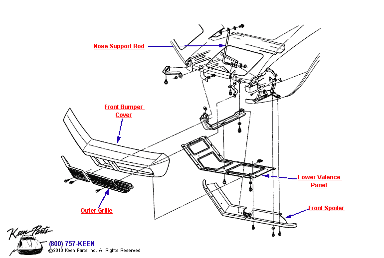 Grille &amp; Supports Diagram for a 1968 Corvette