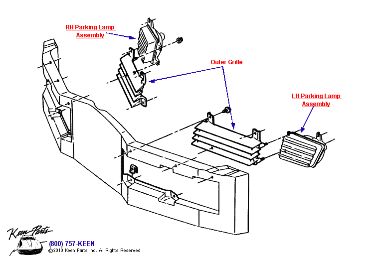 Outer Grille Diagram for a 1996 Corvette
