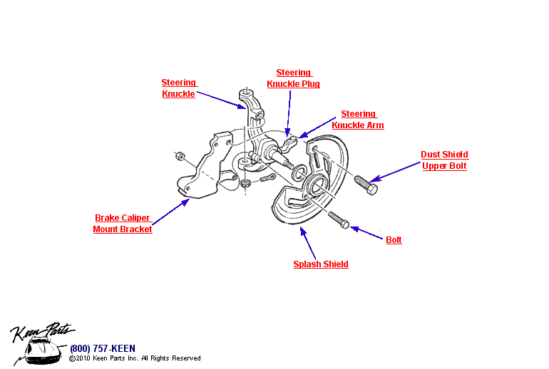 Steering Knuckle Assembly Diagram for a 2024 Corvette