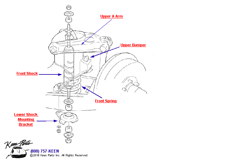 Front Shock Diagram for a 1988 Corvette