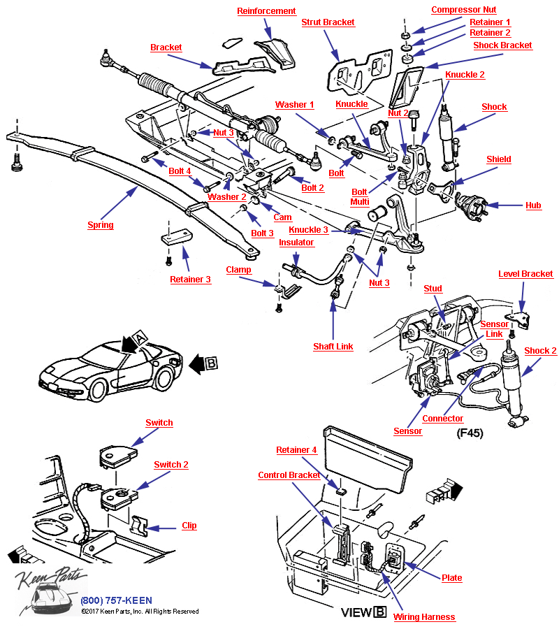 Suspension- Front Diagram for a 2020 Corvette