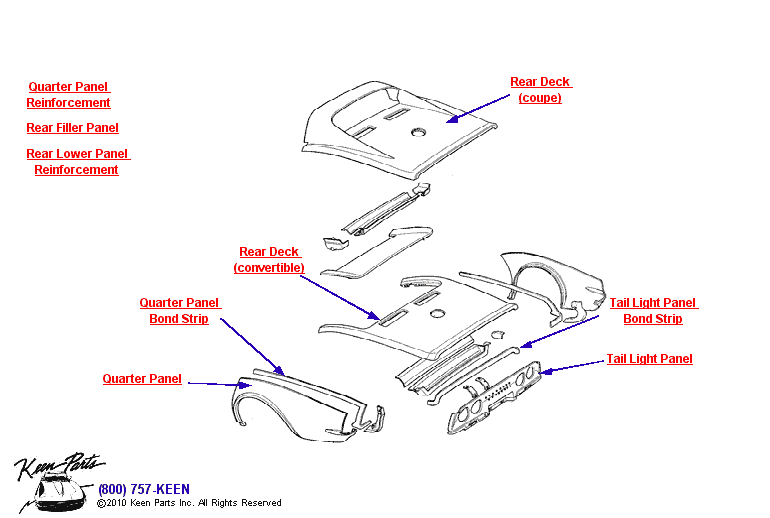 Rear Body Diagram for a 1954 Corvette