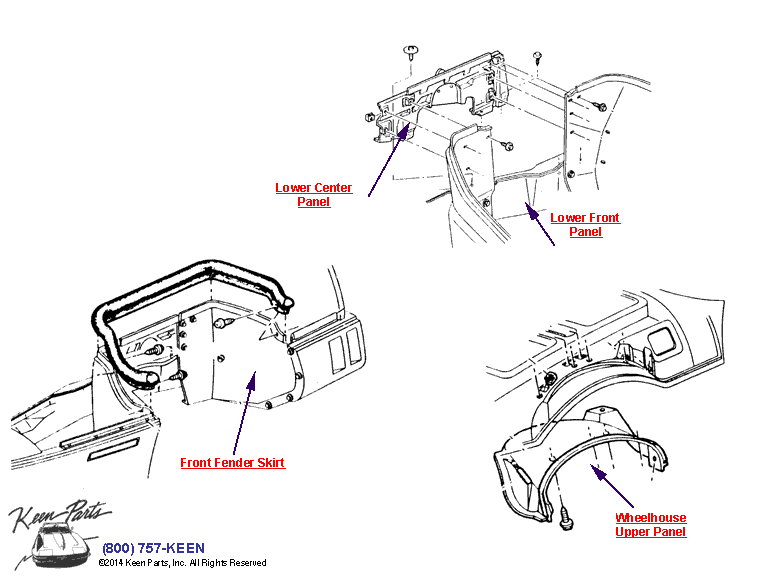Fender Skirts and Wheelhouse Diagram for a 1997 Corvette