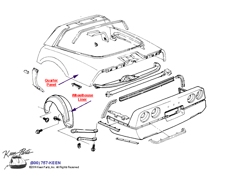 Rear Body Diagram for a 1961 Corvette