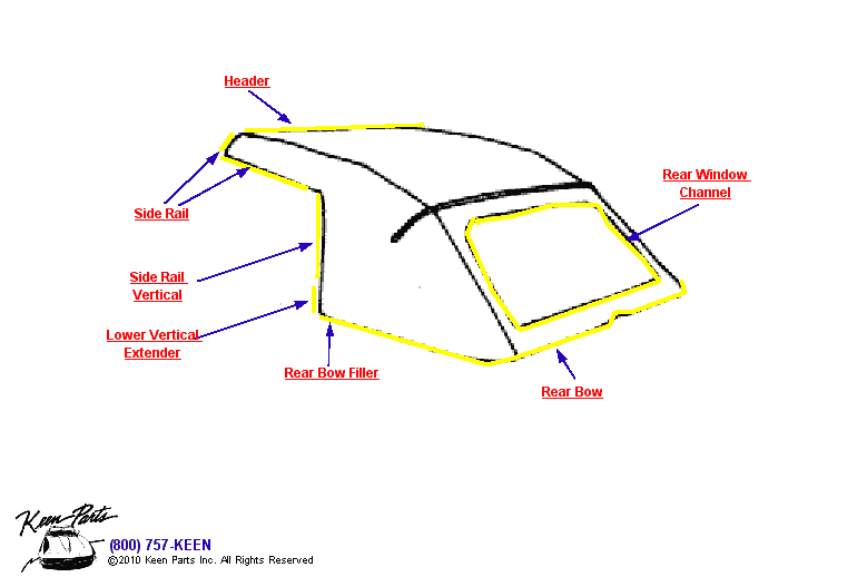 Hard Top Detail Diagram for a 2019 Corvette