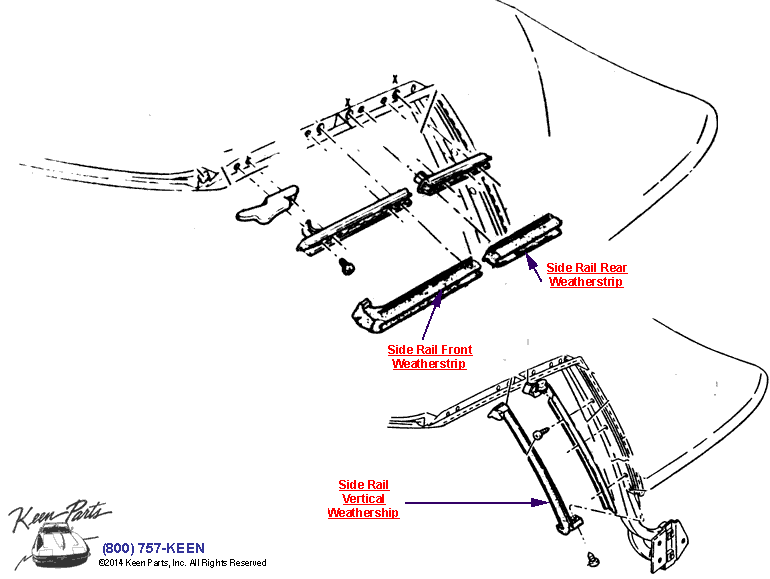 Soft Top Weatherstrips Diagram for a 2007 Corvette