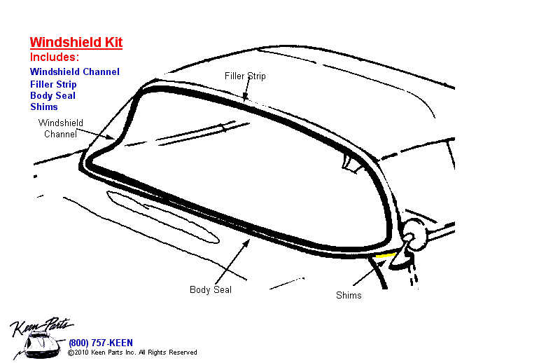 Windshield Kit Diagram for a 1967 Corvette