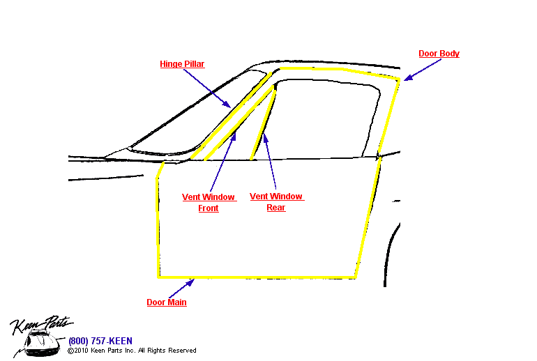 Coupe Window Detail Diagram for a 1982 Corvette