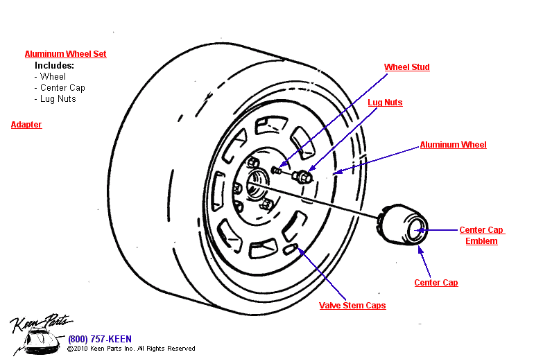 Aluminum Wheel Diagram for a 2003 Corvette