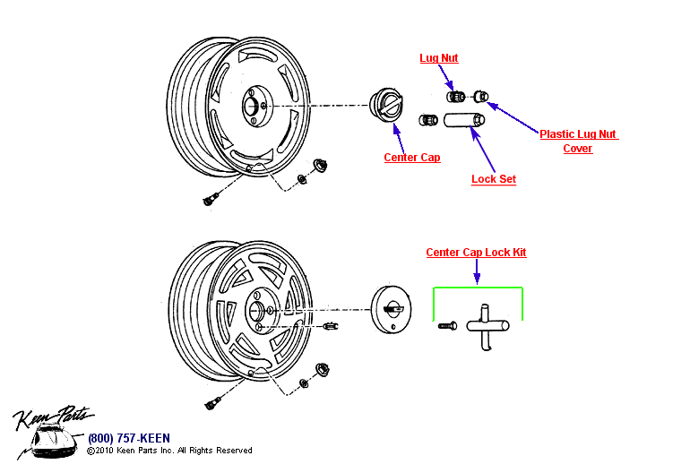 Wheels &amp; Center Caps Diagram for a 1997 Corvette