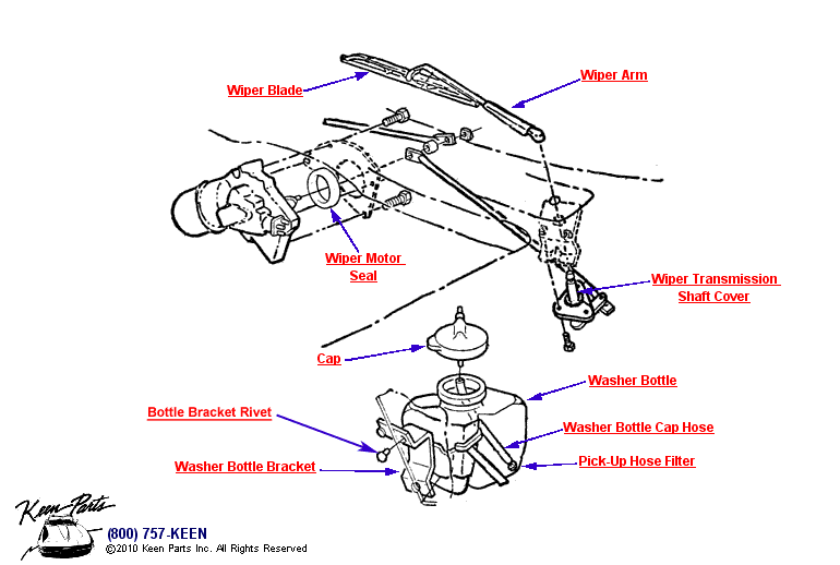Wipers &amp; Washer Bottle Diagram for a 2010 Corvette