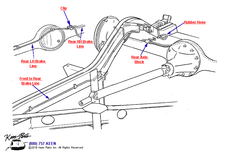 Rear Brake Lines Diagram for a 1986 Corvette