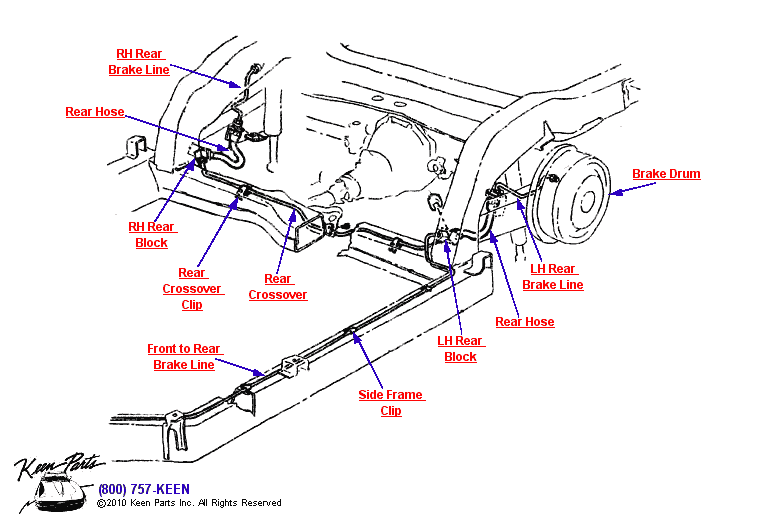 Rear Brake Lines Diagram for a 1984 Corvette
