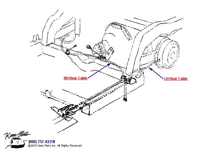 Parking Brake Cables Diagram for a 1965 Corvette
