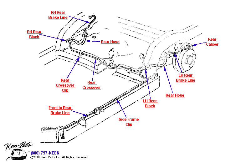 Rear Brake Lines Diagram for a 2019 Corvette