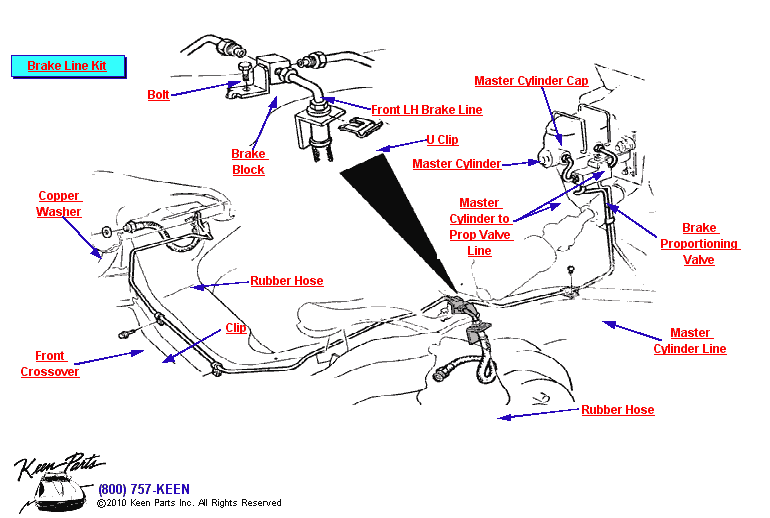Front Brake Lines Diagram for a 2023 Corvette