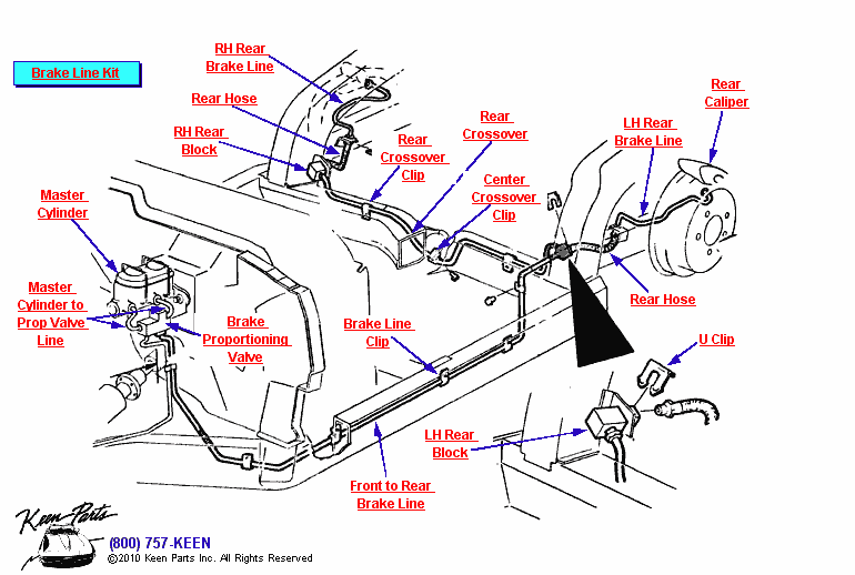 Rear Brake Lines Diagram for a 1965 Corvette