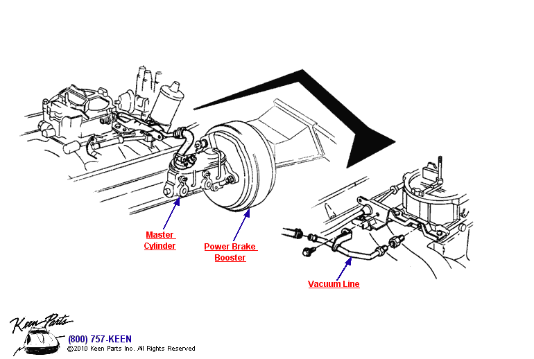 Power Brake Vacuum Line Diagram for a 1973 Corvette