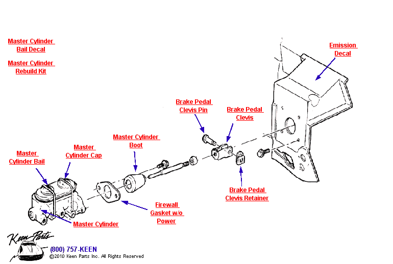 Master Cylinder without Power Brakes Diagram for a 1982 Corvette