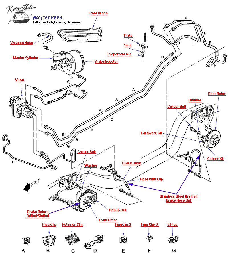 Brake Hoses &amp; Pipes- NOT Active Handling Diagram for a 1980 Corvette