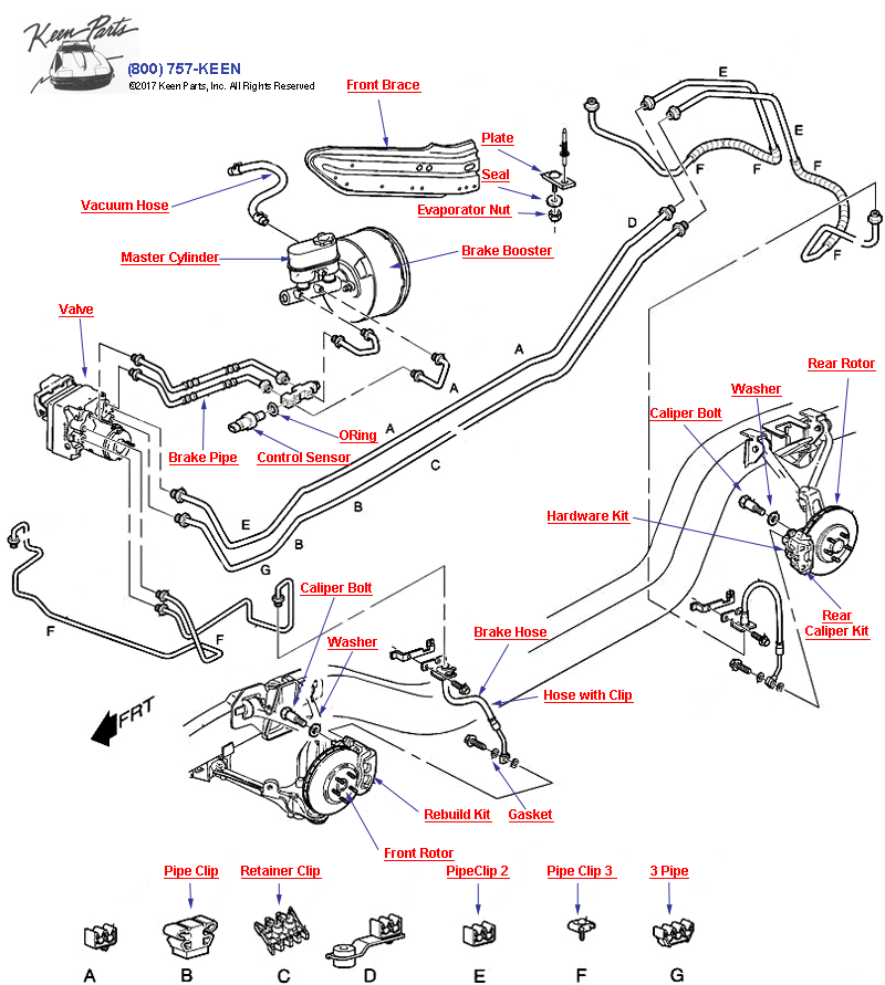 Brake Hoses &amp; Pipes- With Active Handling Diagram for a 1970 Corvette