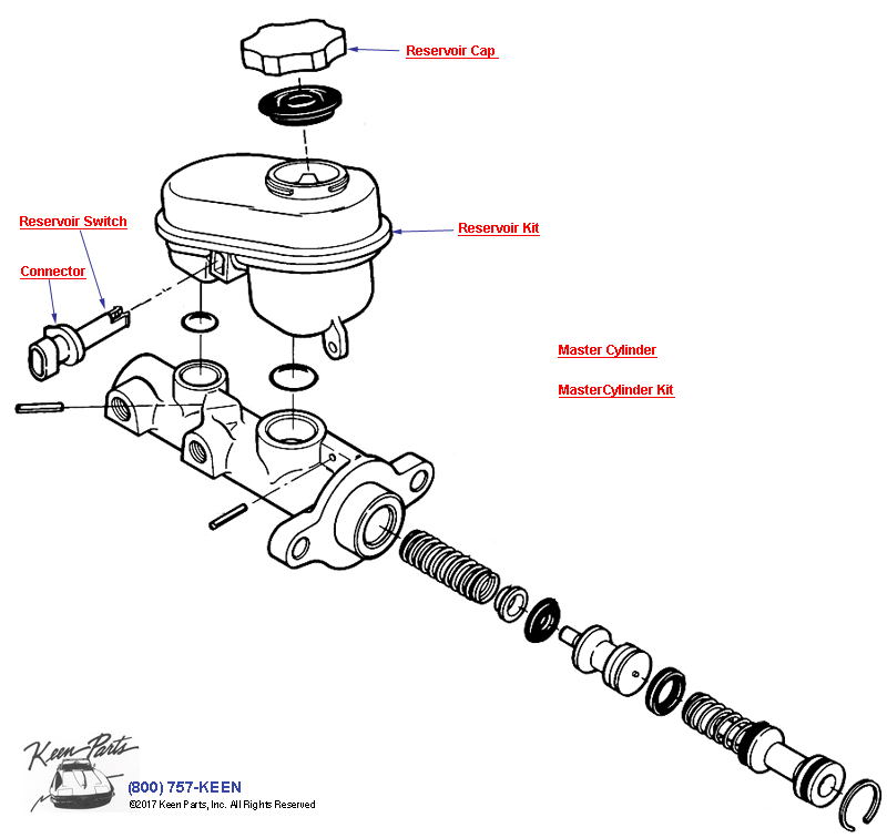 Brake Master Cylinder Diagram for a 1992 Corvette