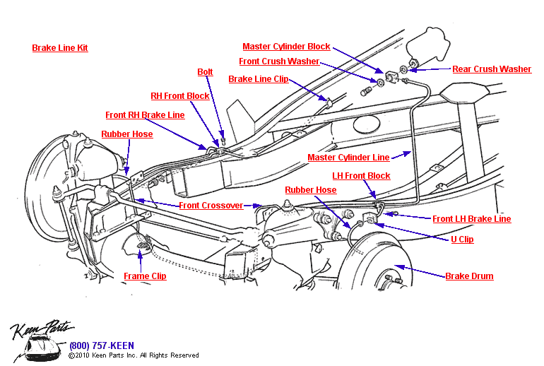 Front Brake Lines Diagram for a 1966 Corvette