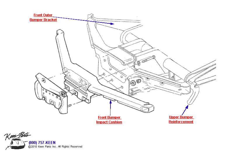 Front Brackets &amp; Cushion Diagram for a 1985 Corvette