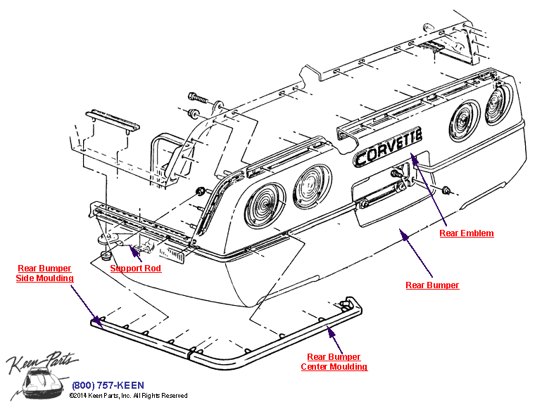Rear Bumper Diagram for a 2022 Corvette