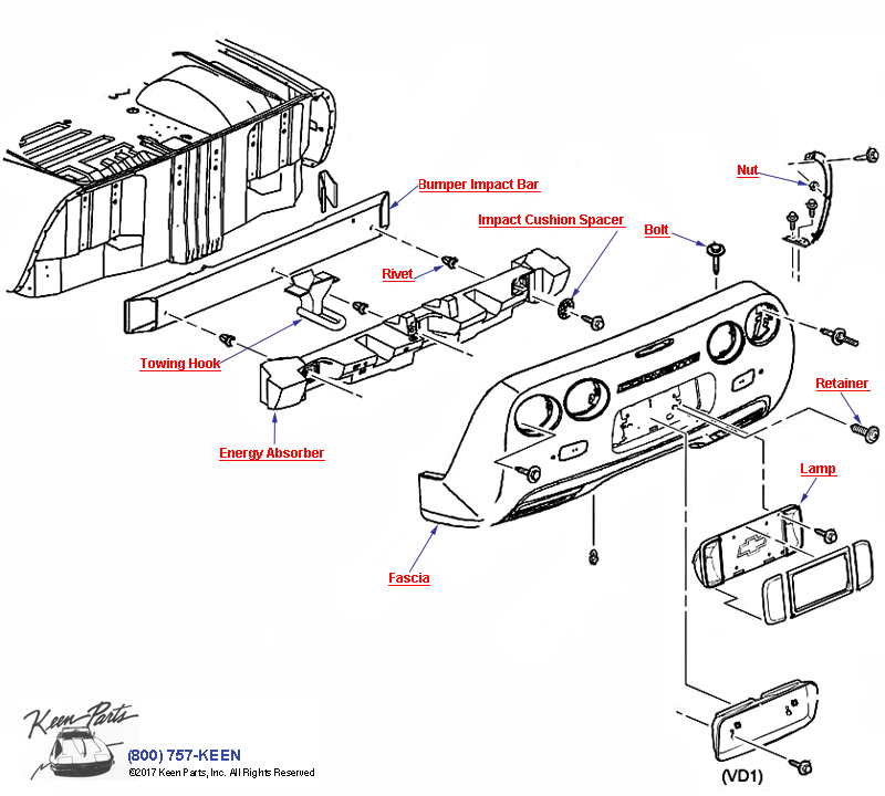 Rear Bumper Diagram for a 1995 Corvette