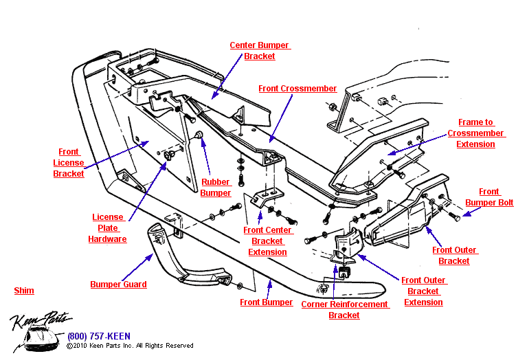 Front Bumper Diagram for a 1964 Corvette