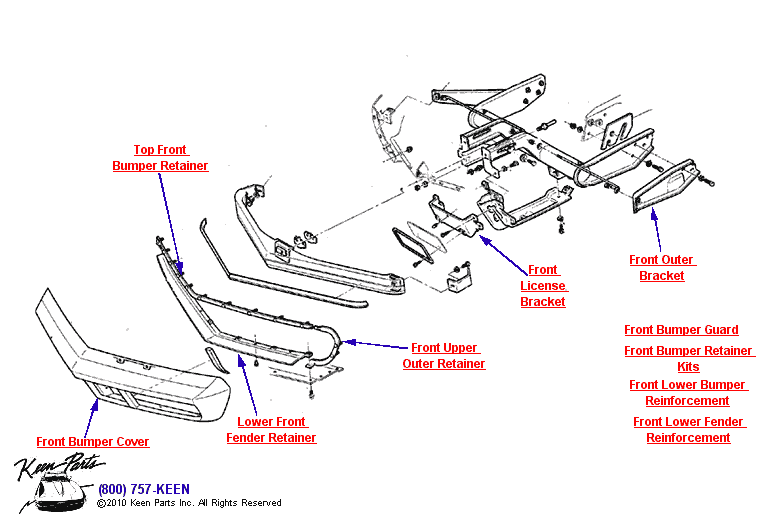 Front Bumper Diagram for a 1975 Corvette