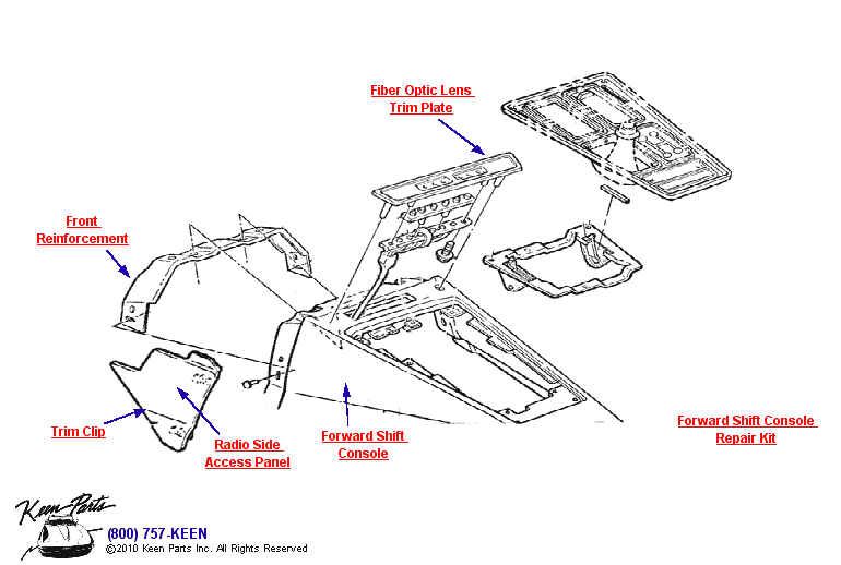 Forward Shift Console Diagram for a 2002 Corvette
