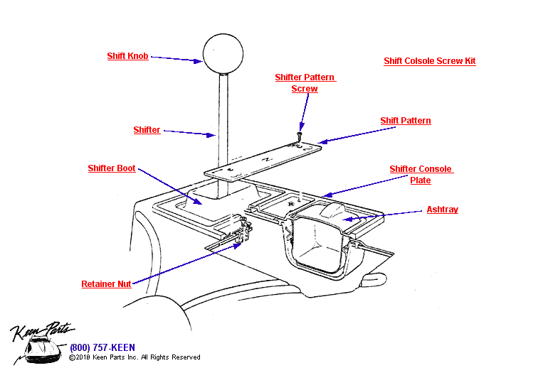 Shift Boot &amp; Ash Tray Diagram for a 1965 Corvette
