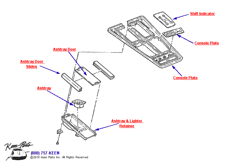 Console Trim Diagram for a 1992 Corvette