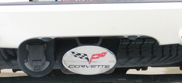 2005-2013 Corvette THIS TOW HITCH COVER HAS CHROME PLATED SOLID BRASS EMBLEM METICULOUSLY ENGRAVED AND COLOR EPOXY FIL