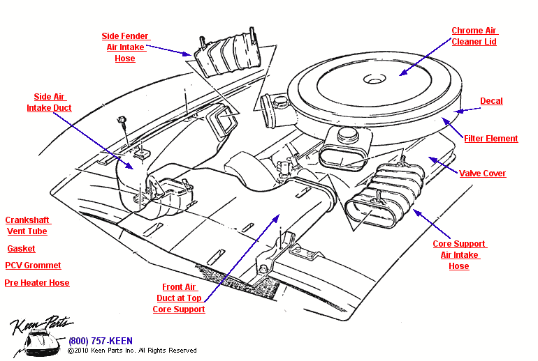Air Cleaner Diagram for a 1970 Corvette