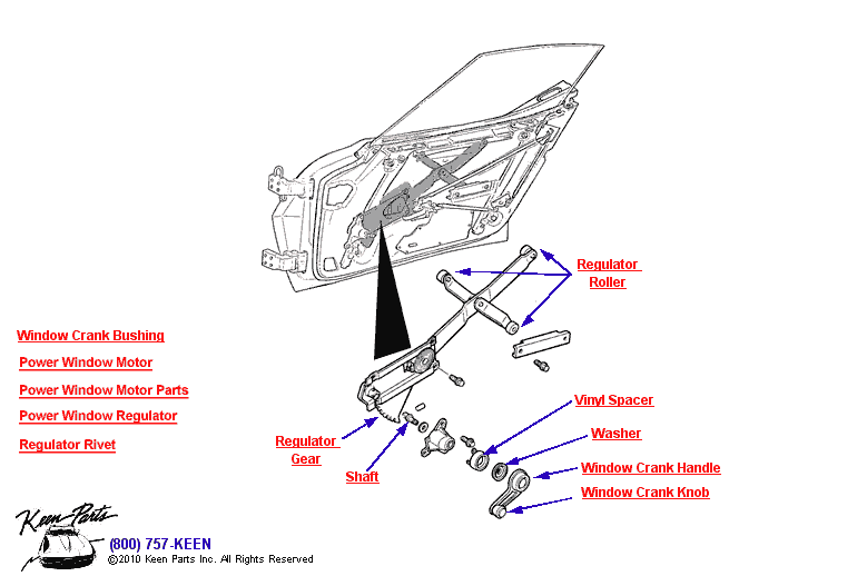 Window Regulator Diagram for a 1969 Corvette