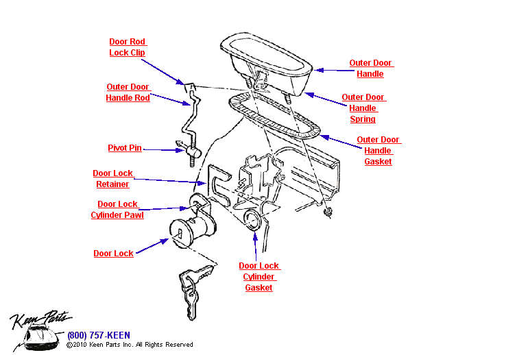 Outer Door Handle Diagram for a 1971 Corvette