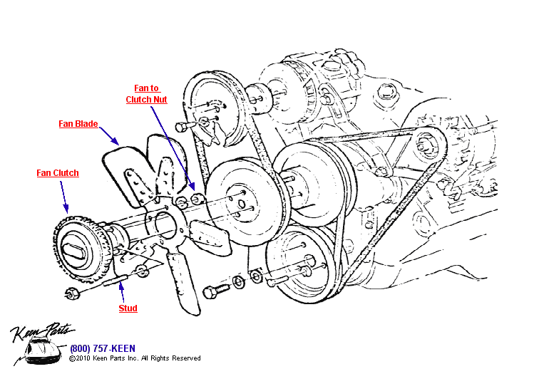 Fan &amp; Fan Clutch Diagram for a 1968 Corvette