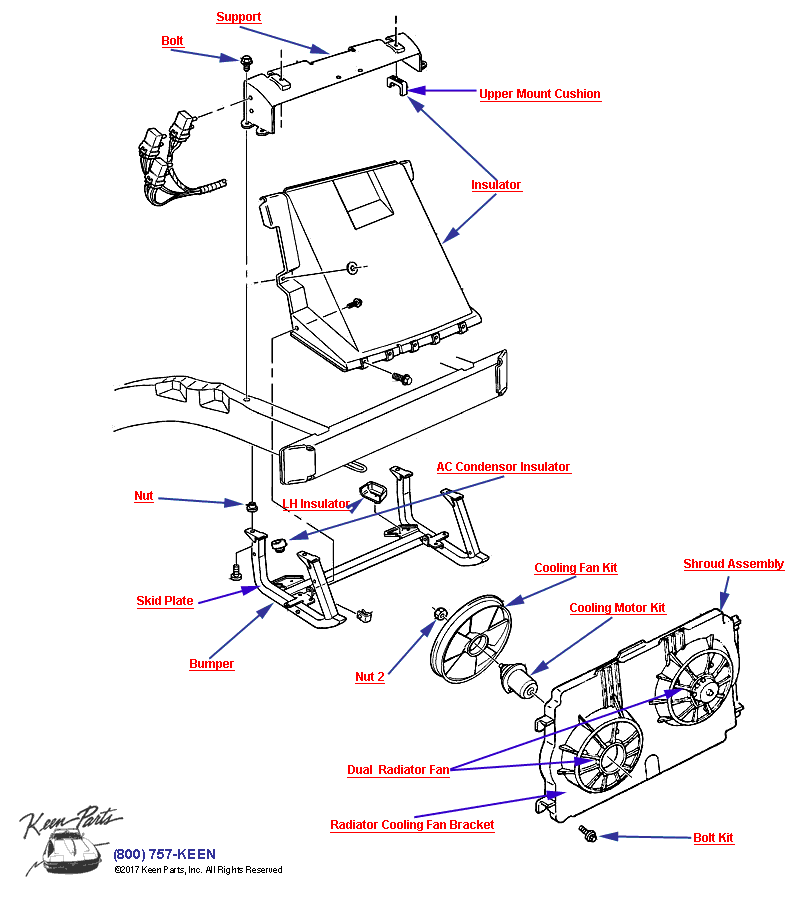 Engine Coolant Fan Diagram for a 2021 Corvette