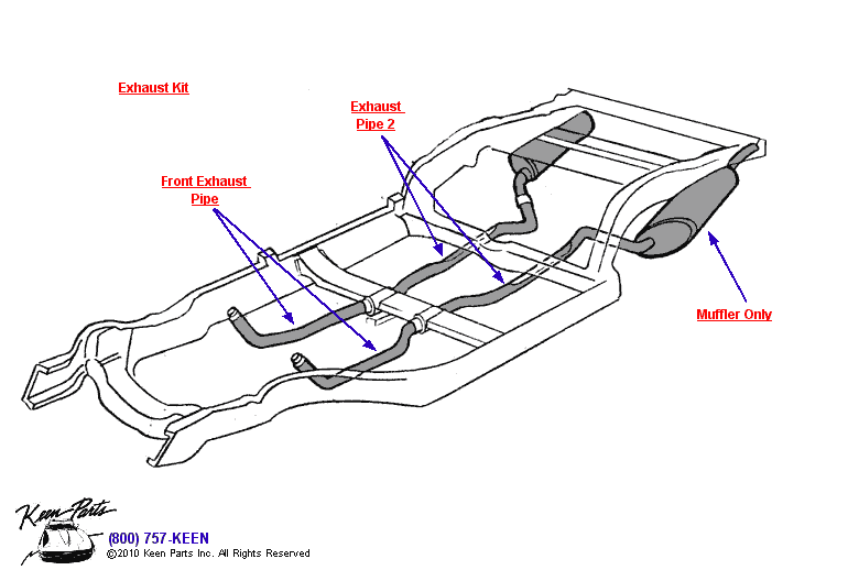 Exhaust Kit &amp; Mufflers Diagram for a 1974 Corvette