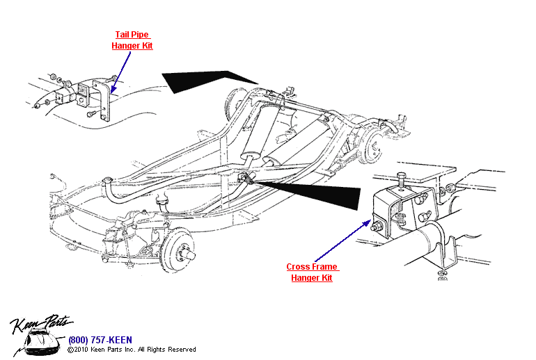 Exhaust Hanger Kits Diagram for a 1964 Corvette