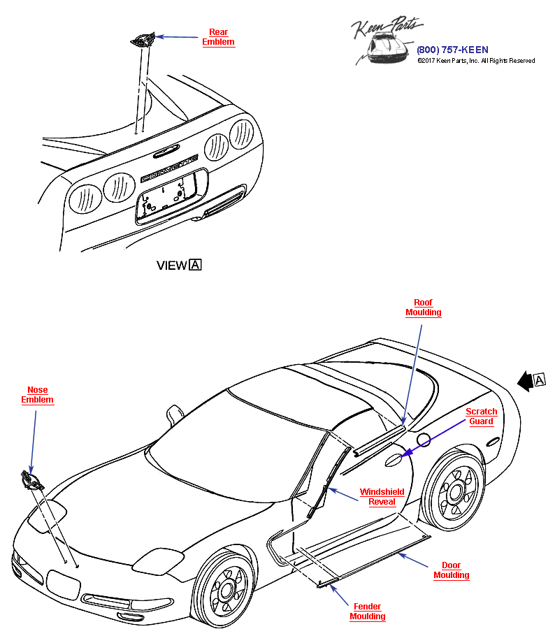 Emblems- Coupe Diagram for a 2023 Corvette