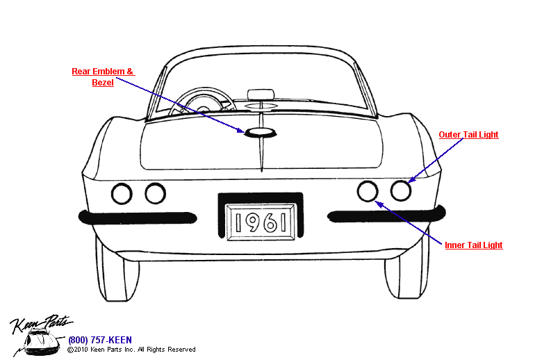 Rear Mouldings Diagram for a 1965 Corvette