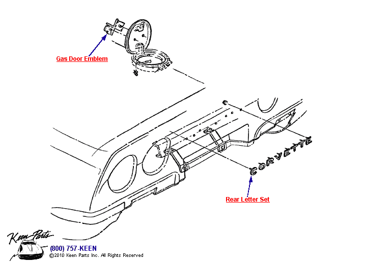 Rear Emblems Diagram for a 1967 Corvette