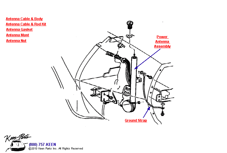 Power Antenna Diagram for a 2020 Corvette