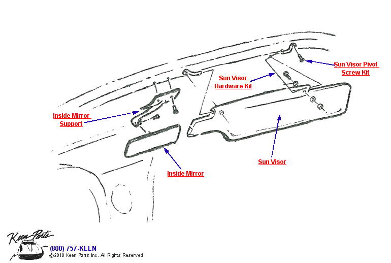 Inside Mirror Diagram for a 1968 Corvette