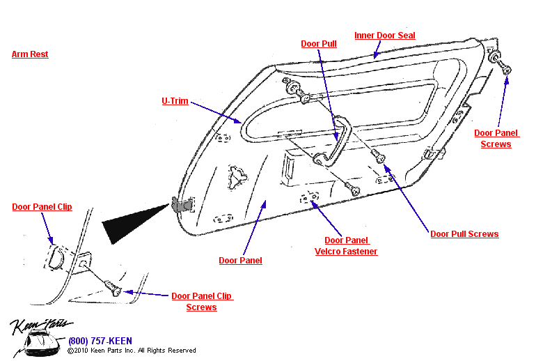 Standard Door Panel Diagram for a 1958 Corvette